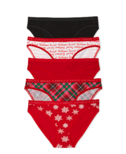 VICTORIA&#039;S SECRET 5-Pack Stretch Cotton Bikini Panties in Holiday Novelty 11211404