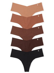 SEXY ILLUSIONS BY VICTORIA&#039;S SECRET 5-Pack No-Show Dark Nudes Thong Panties 11216234