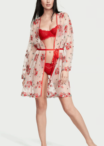 VICTORIA&#039;S SECRET Floral Embroidery Sheer Mesh Robe 11221330